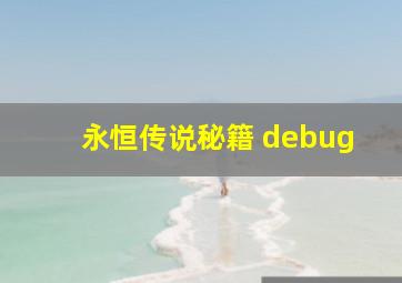 永恒传说秘籍 debug